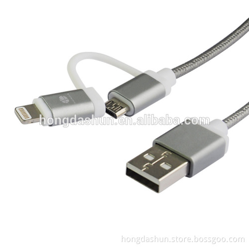 High Quality 2 in 1 Cellphones Nylon Waved C48 Connector MFI Cable as Original